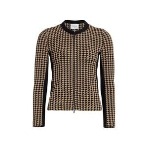NEW, Akris Houndstooth Jersey Zip-Front Jacket in Brown/Black - Size 8 #C1599